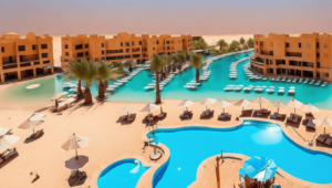 A comfortable hotel room or beachfront resort near Kite Center Hurghada