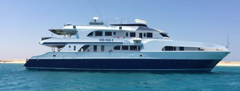 Four-deck motor yacht used for the Red Sea kite safari from Hurghada