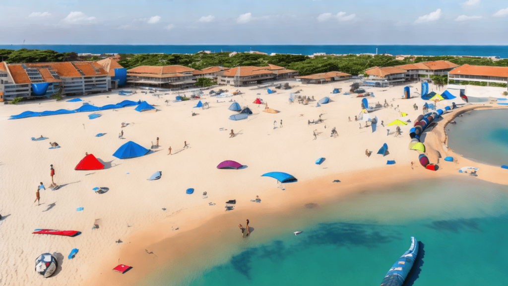 Organised beach with kitesurfing facilities and equipment